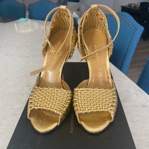 BCBGMaxAzria Natty Gold Heels Size 5.5